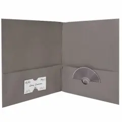 Grey Paper Pocket Folders, 2 Pockets w/ Card Slot &ndash; 100 Ct