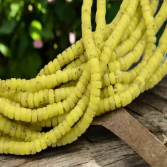 6x3mm Aged Citrus Yellow Indonesian Heishi Beads (20" Strand)