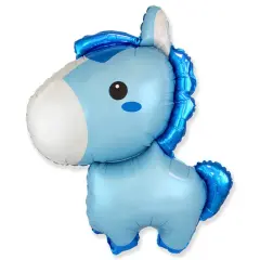 34" Baby Horse Blue Foil Balloon Animal Party Decoration
