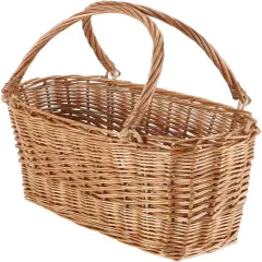 Natural Wicker Picnic Basket with Handle - Woven Willow Basket for Eggs, Candy, Groceries, Flowers, Gifts, Home & Outdoor Storage, 13x6x8 inches