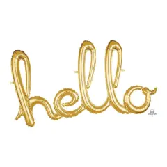 Anagram&reg; 39 Inch Hello Gold Script Phrase Balloon
