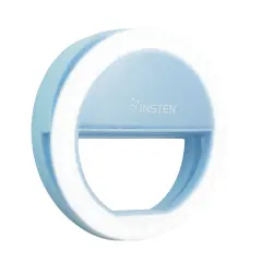 Insten 3" Mini LED Selfie Ring Light with Clip for Laptop Tablet Cell Phone Video, Dimmable, 36 Beads, Battery Powered, Blue