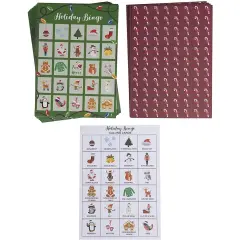 36 Pack Bingo Cards for Kids Birthday Party Game with Chips, Christmas Holiday Theme, Fun for Family Activities Green