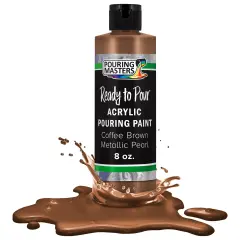 Pouring Masters Coffee Brown Metallic Pearl Ready to Pour Acrylic Pouring Paint - Premium 8-Ounce Pre-Mixed Fluid Acrylic Paint - Fluid Art Supplies for Canvas, Wood, Paper, Tile & Rocks