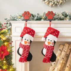 Set of 2 19.00"L Chrismas Decor Hooked Stockings 2pk Penguin