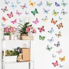8 Sheets 62 Pcs Butterfly Watercolor Wall Decals - Butterfly