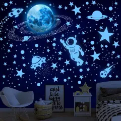 Glow in The Dark Moon and Space Wall Decals