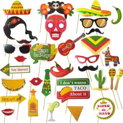 32 pcs Fiesta Mexican Photo Booth Props