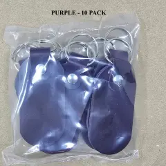 Oval Leather Keychains Kit &ndash; Full-Grain Latigo, 10-Pack, Engraving & Foil Stamping Ready, DIY Personalized Keyrings Purple