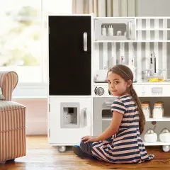 Costway Wood Kitchen Toy Kids Cooking Pretend Play Setw/ Utensils,Sounds & Wordpad White