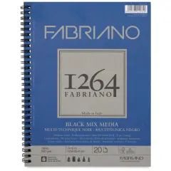 Fabriano 1264 Black Mixed Media Pad - 7" x 10", 120 lb, 20 Sheets