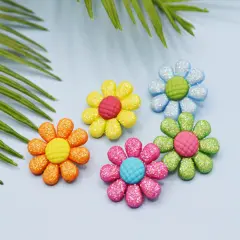 Bright Color Daisies Glittery Neon Craft Embellishments 24pcs