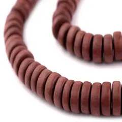 The Bead Chest Light Brown Disk Natural Wood Beads 5x12mm Large Hole 16 Inch Strand