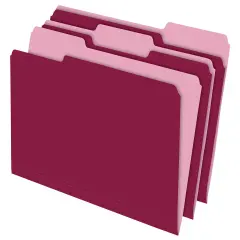 Pendaflex Two-Tone File Folder, Letter Size, 1/3 Cut Tabs, Burgundy, Pack of 100
