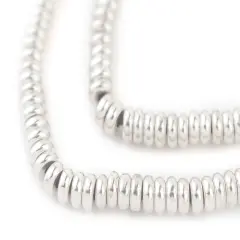 The Bead Chest Shiny Silver Smooth Rondelle Beads (6mm)