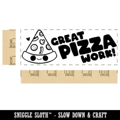 Great Pizza Piece of Work Teacher Student School Self-Inking Rubber Stamp Ink Stamper Sky Blue