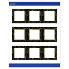 Avery Printable Square Business Cards with Sure Feed Technology, Pre-Printed Black Border with Gold Pattern, Matte White, 2.5" x 2.5", Laser & Inkjet Compatible, 90 Total