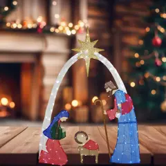 Elegant 54-Inch H Nativity Scene with 115 Cool White LED Christmas Lights