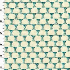 Ivory/Teal Abstract Dot Embroidered Canvas Decor Fabric By the Yard