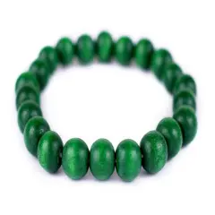 The Bead Chest Wood Stretch Bracelet, Green - Stackable Beaded Jewelry, Unisex for Men & Women