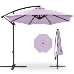 Best Choice Products 10ft Offset Hanging Outdoor Market Patio Umbrella w/ Easy Tilt Adjustment Lavender