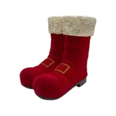 9.5" Resin Flocked Santa Boots Container