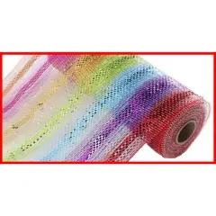 10" Metallic Stripe Mesh Ribbon: Rainbow (10 Yards)
