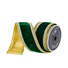 2.5" Winter Diamonds Ribbon: Emerald (5 Yards)