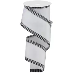 2.5" Faux Dupioni Gingham Edge Ribbon: White (10 Yards)