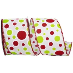 2.5" Bubble Dot Holiday Ribbon: White (10 Yards)