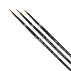 Creative Mark Beste Golden Taklon Bushy Round #2 - 3 Pack Artist Paint Brush, Professional Watercolor Brushes, For Acrylic Painting, Short Handle, Sharp Edges, Hand-Tied & Shaped