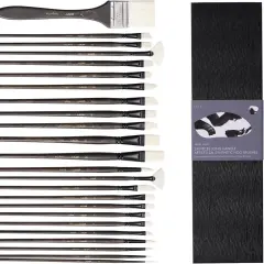 ARTIFY Oil Paint Brush Set, 24 Pieces Long Handle Hard Nylon Hair Acrylic Paint Brushes, Professional Artist Paint Brushes for Oil, Acrylic, and Watercolor Painting