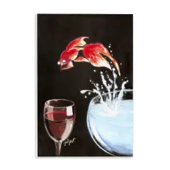 Stupell Industries Fish Diving Into Wine Glass Wall Plaque By Jean-Pierre Got