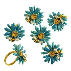 Bee Metal Napkin Rings Light Blue