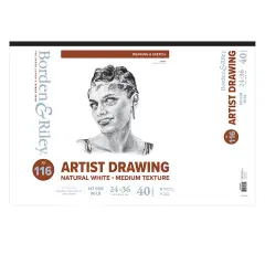 Borden & Riley #116 Artist Drawing/Sketch Pad, 147 GSM/90 lb., 40 White Sheets, 1 Pad Each