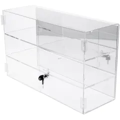 Plymor Clear Acrylic Rectangular Locking Display Case, 2 Shelves (Mirrored)