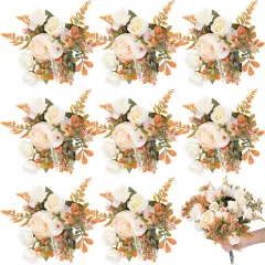 8 Pieces Peonies Artificial Flowers - Champagne