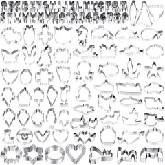 Stainless Steel Cookie Cutter Set Heart, Star, Numbers & More 108 Pieces