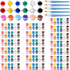 20 Pack Mini Acrylic Paint Set,12 Color Acrylic Paint Strips with 40Pcs Painting Brushes for Kids&Adults