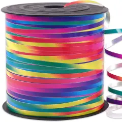 Rainbow Ribbon, 500 Yard Curling Ribbon for Crafts, Balloon Iridescent Color Gift Wrapping, Balloon Ribbon, Crimped Ribbon, Holographic Balloons String, Florist Flower (1 Roll)