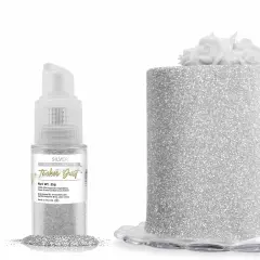 Bakell - Silver Tinker Dust Edible Glitter (25g, 1x Spray Pump) for Food, Desserts, and Beverages!