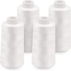 Serger Thread Cones 4 Pack of 3000 Yards Each, All Purpose White Sewing Thread, Polyester Thread 40S/2 White Thread for Sewing Serger&Overlock, Quilting, Piecing, Sewing Machine