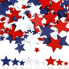 120pcs 4th of July Wood Stars Ornament Patriotic Wooden Star for Crafts Independence Day Memorial America Flag Labor Day,White Navy Blue and Red