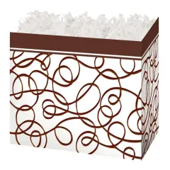 Pack/6: Chocolate Drizzle Basket Box - 6-3/4 x 4 x 5"