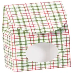 Pack/6: Red & Green Plaid Gourmet Candy Box - 3-1/2 x 1-3/4 x 6-1/2"