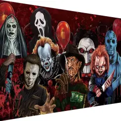 Halloween Diamond Painting Kits for Adults,5D Full Round Diamond Halloween Clown Diamond Art Kit, Large Dots Diamond Painting for Beginners, DIY Beads for Home Wall Decor, 27.5" x 15"