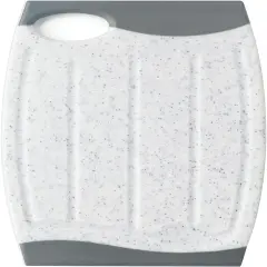 Small Non Slip Cutting Board, 7.48" Mini plastic Cutting Board for Small Kitchen Task, Unique Design with Multiple Juice Grooves! BPA Free, Dishwasher Safe, Easy Grip Handle (White)