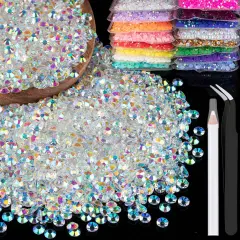 Resin Rhinestones Bulk, Transparent AB Flatback Round Jelly Rhinestones Bedazzling Non Hotfix Crystal Gems for DIY Crafts Clothes Tumblers Face Makeup Manicure