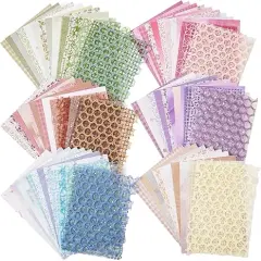 90 Sheets Scrapbook Paper and Decorative Mesh Fabric Assorted Set - 6 Pack Mixed Special Paper for Scrapbooking Planner Bullet Junk Journal Supplies Mixed Media Collage Card Embellishment 5.1x7 Inch