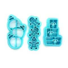 Christmas Shape Clay Cutters, 3 pc, Stacks of Ornaments Gifts & Gingerbread, Adorabilities